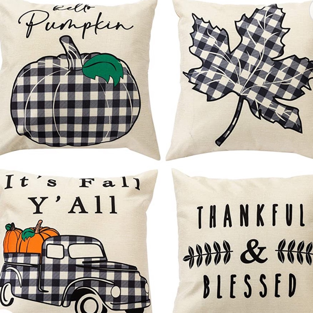 NWT 4 Pack Fall throw Pillow Covers 4 18x18 Inch